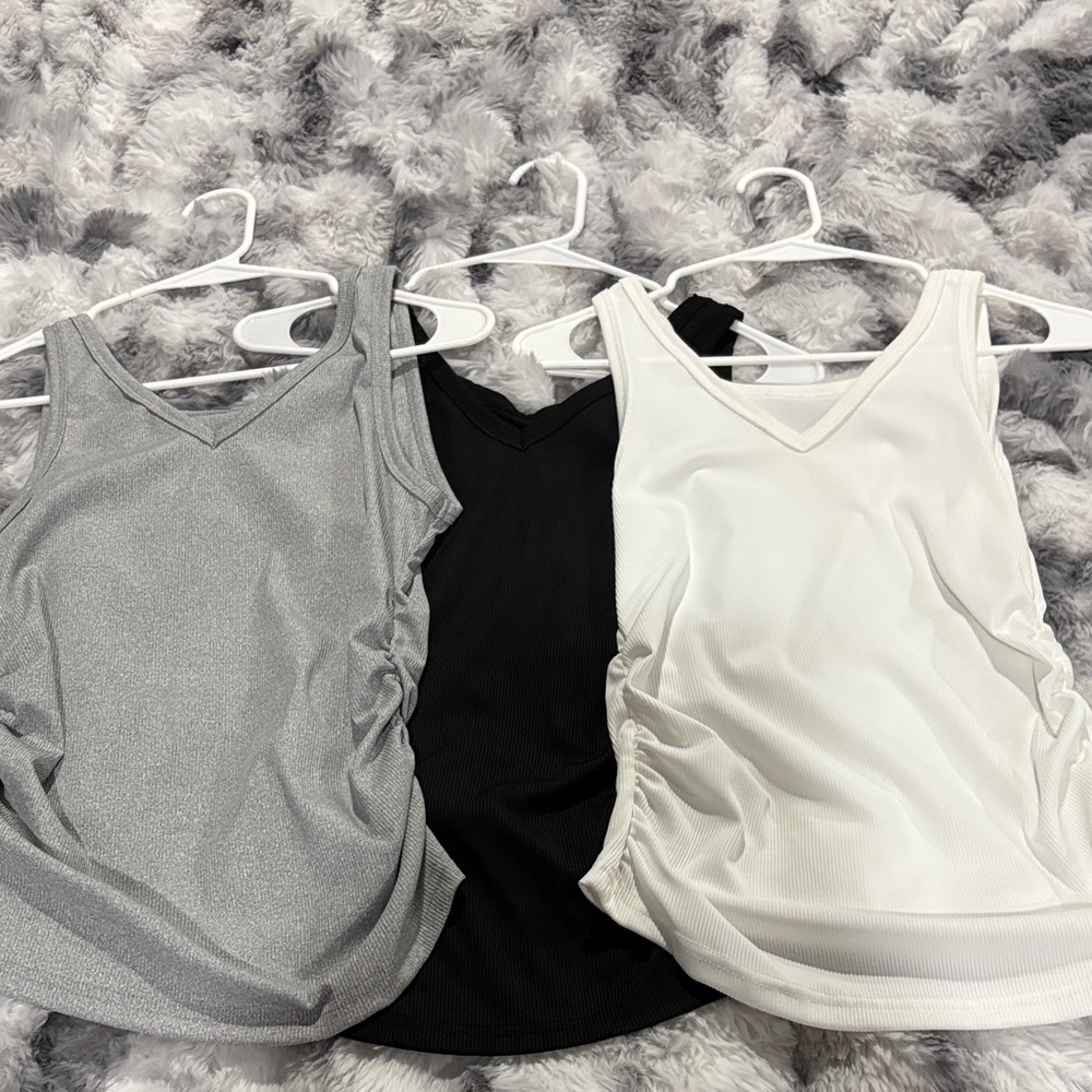 Women's V-Neck Tank Top - Gray, Black, and White